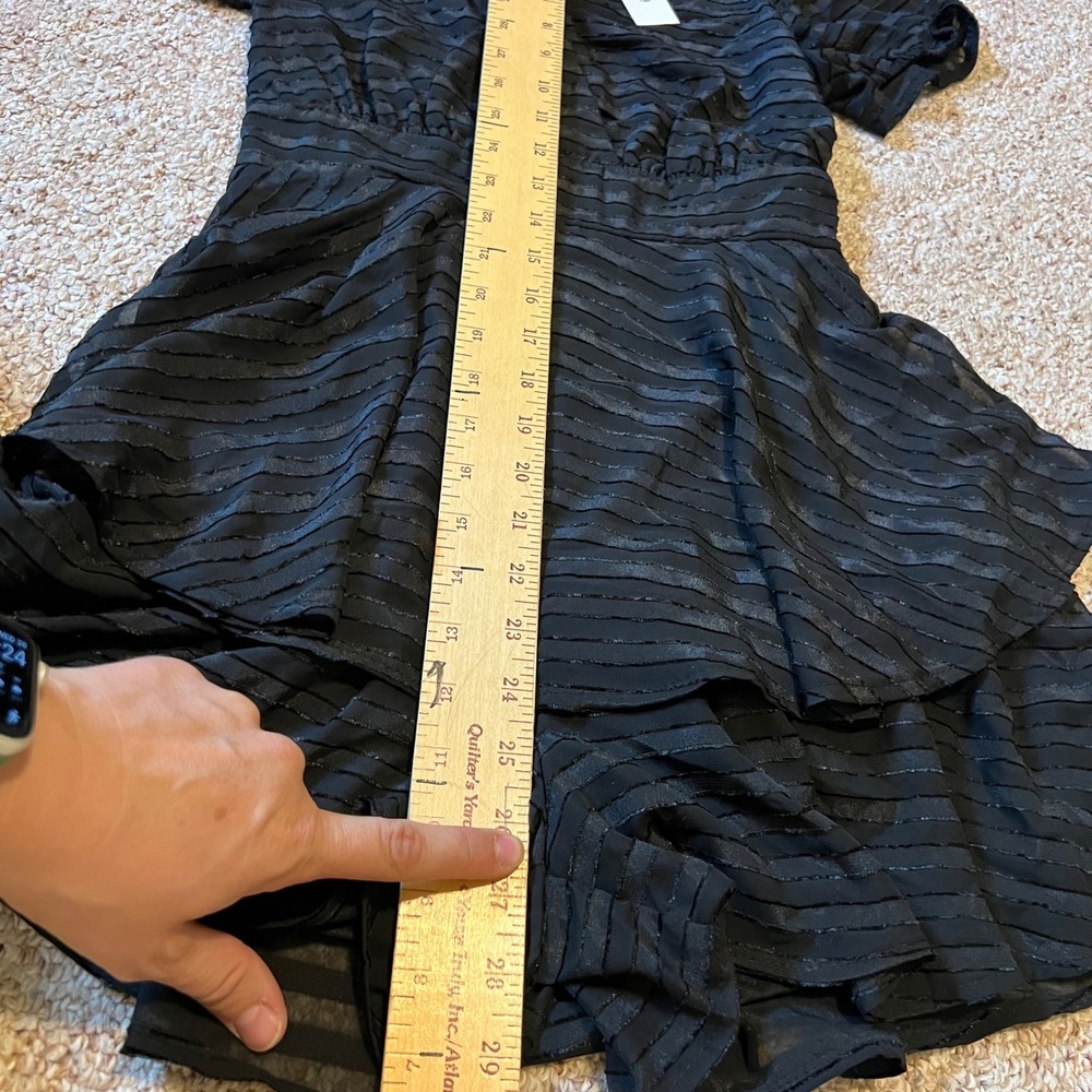Francescas Mi Ami Kelsie Black Striped Tiered Ruffle Skort Romper NWT Small - Picture 15 of 15
